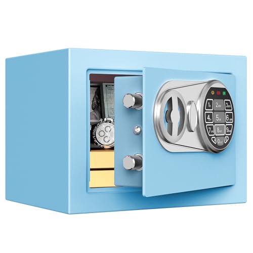 Goldenkey Small Kids Safe, Digital Mini Safes, Money Safe Box, Blue - color: Blue