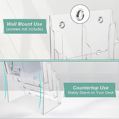 Argvey 4-Tier Brochure Holder 8.5 x 11, Desktop Literature & File Organizer
