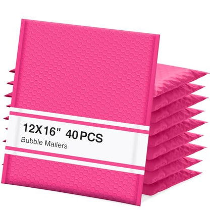 UCGOU Bubble Mailers 12x16" 40 Pack Usable Size 12x15" Hot Pink Padded - color: Hot Pink, size: 12x16" 40PC