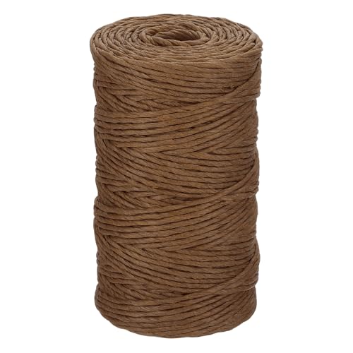 MECCANIXITY Coffee Raffia Ribbon,98 Yard Natural Raffia Paper String 2mm Wide Twisted Raffia Yarn Twine for Gift Wrapping Crocheting Knitting DIY Crafts - color: Coffee