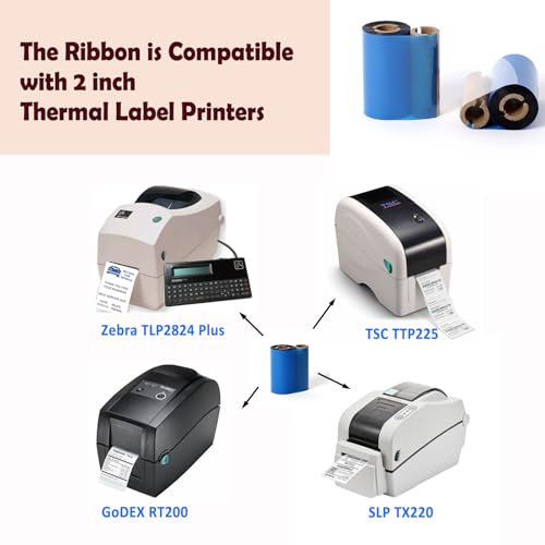 (40 Pcs) 2.24" x 244' Oil Change Sticker Printer Ribbon, Full Resin Ribbon, 57mm x 74m Black Thermal Transfer Ink Ribbon for Zebra TLP2824, GoDex RT200.. - size: 40 Rolls
