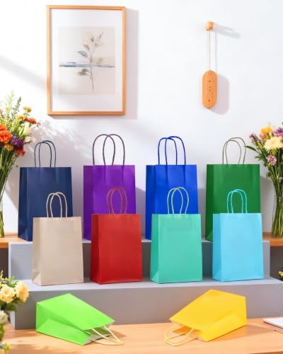 AZOWA Gift Bags Mini Small Kraft Paper Bags with Handles (4.7 x 2.4 x 6 in, Gray, 25 Pcs) - color: Grey, size: X-Small (Pack of 25)