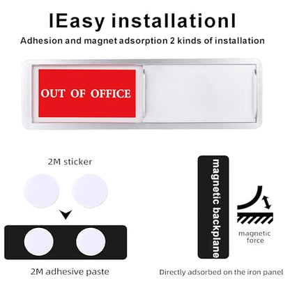 Out of Office/In Office Sliding Status Indicator, Privacy Available Sign - color: Silver In Office/Out Of Office