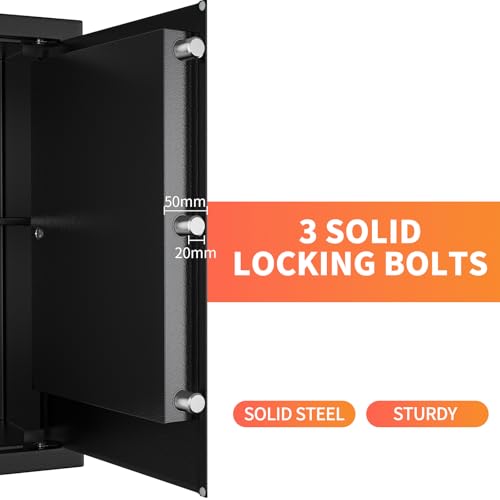 WASJOYE 2.2 Cu Ft Medium Safe with Key, Lock Box for Money Cash Jewelry - size: 2.2 Cu Ft Black