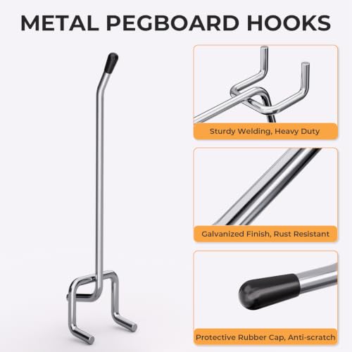 INCLY 50 Pack Pegboard Hooks, 4 Inch Metal Peg Board Hooks Accessories - color: Silver, size: 4 Inch
