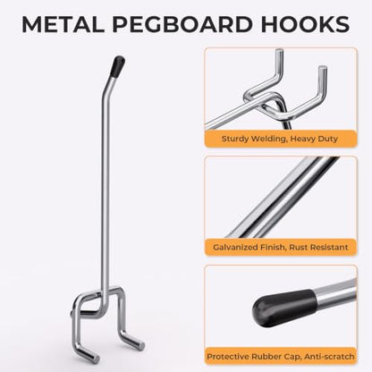INCLY 50 Pack Pegboard Hooks, 4 Inch Metal Peg Board Hooks Accessories - color: Silver, size: 4 Inch