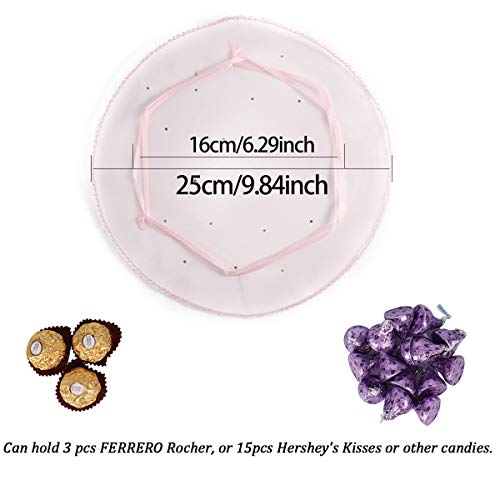 100Pcs 9.8 Inch Round Organza Bags Drawstring, Tulle Circles Baby Shower Wedding Party Favor Gift Bags Sheer Jewelry Candy Pouch (Pink) - color: Pink