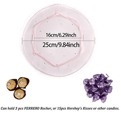 100Pcs 9.8 Inch Round Organza Bags Drawstring, Tulle Circles Baby Shower Wedding Party Favor Gift Bags Sheer Jewelry Candy Pouch (Pink) - color: Pink