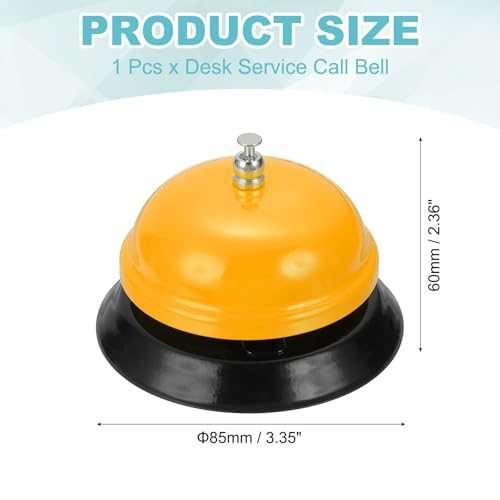 uxcell Desk Service Call Bell, 3.35 Inch Metal Dinner Service Bell Ring for Hotel Restaurant Reception Area and Wedding Party Events, Yellow - color: Yellow
