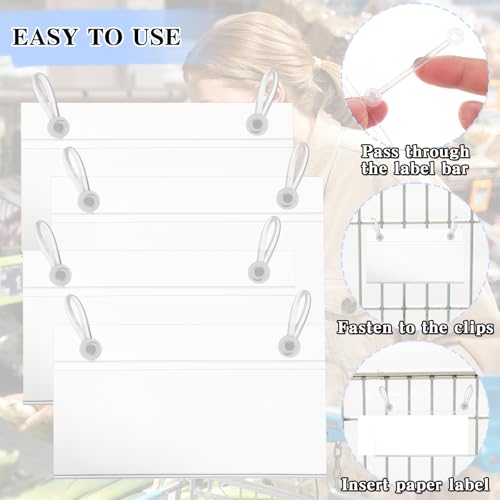 100 Pcs Wire Shelf Label Holder 4" x 2.2" Plastic Basket Label Clips Clear