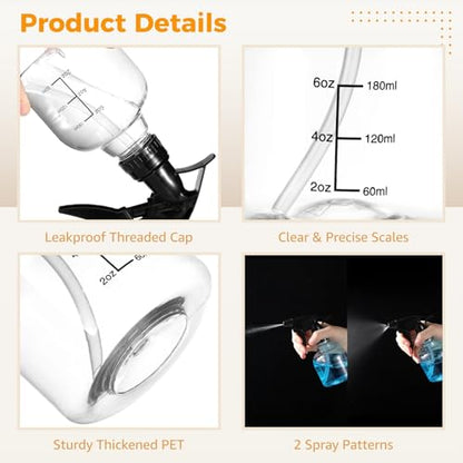 24 Pcs Empty Refillable Spray Bottles, 8 oz Small Leak-Proof Sprayers, Dual Scale Plastic Spray Bottles with Adjustable Nozzle for Hair Care Cleaning Gardening