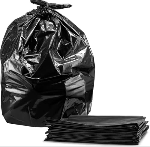 Heavy Duty 55 Gallon Trash Bags (100 Count) - Extra Large Black Commercial Garbage Bags, 2 Mil Thick Leak-Proof Liners for Kitchen, Restaurant, and Large Household Clean-Up