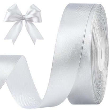 Silver Satin Ribbon, 1 Inch, 50 Yards - color: sliver
