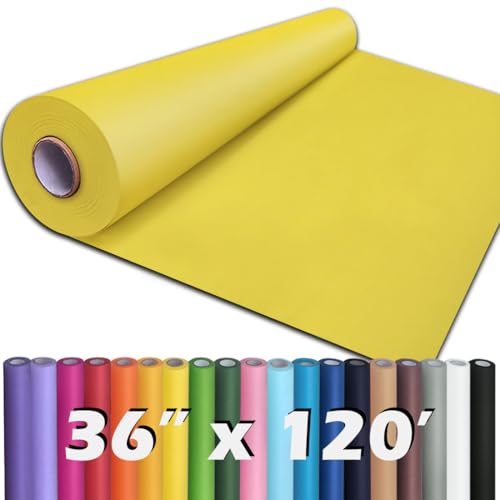 PerkHomy 36" x 1,440" (120') Lemon Yellow Kraft Paper Roll for Craft Bulletin Board Paper Art Table Covering Crafting Gift Wrapping Bouquet Packing Parcel 80GSM 55LB (Lemon Yellow, 36" x 120') - color: Lemon Yellow, size: 36" Width x 120' Length