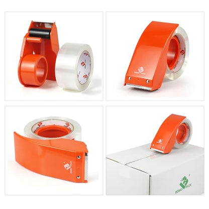 BOMEI PACK Heavy Duty Packing Tape with Dispenser 1.88'' x 66 YDs, Clear Box Tape for Packaging Shipping Moving Storage and Mailing, Strong Package Tape 3 Rolls + 1 Dispenser, Total 198 YDs