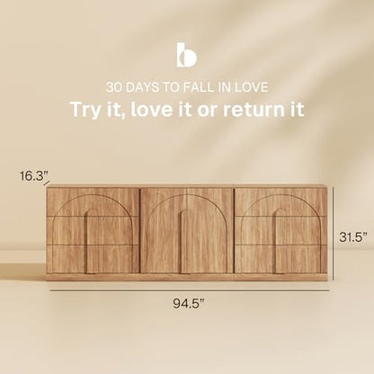 BELLEZE Bijou 3-Piece Modular Sideboard Buffet Cabinet - Camel - color: Bijou Camel Bcc