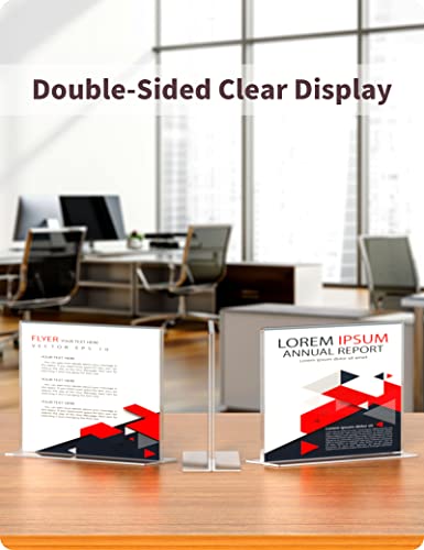 NIUBEE Acrylic Sign Holder 8.5 x 11 Horizontal T-Shape Flyer Stand 6 Pack - size: 8.5 x 11 Inches Horizontal