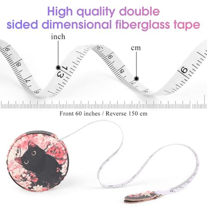Retractable Mini Leather Tape Measure, Auto Retract Cute Kitten - color: Cute Kitten
