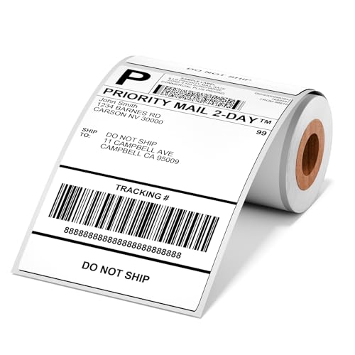 4x6 Thermal Labels, Shipping Address Label (Pack of 100 4x6 Roll Labels) - color: White-100