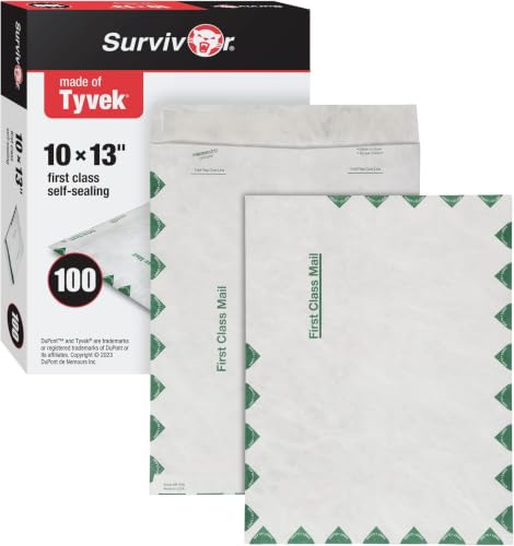 Quality Park R1590 Survivor Tyvek USPS First Class Mailer, 10 x 13, White, Pack of 500 - size: 10 x 13 (Pack of 5)