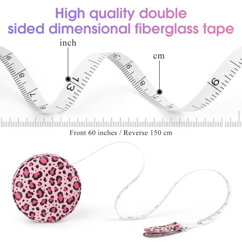 Retractable Mini Leather Tape Measure, Auto Retract Leopard Print - color: Leopard Print
