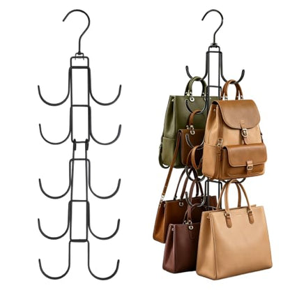 Black Hat Organizer for Closet, Collapsible Metal Purse Organizer - color: Black