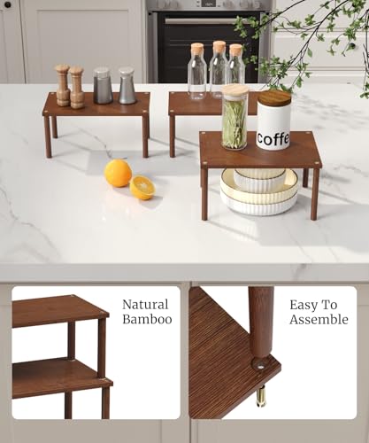 Set of 3 Bamboo Cabinet Organizer Shelf,Medium(Brown) - color: Brown, size: Medium