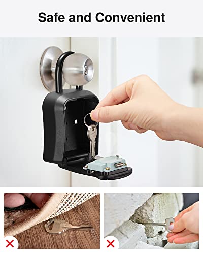 Puroma Key Lock Box Outdoor 4 Digit Code Combination Lockbox House, 1 Black - color: Pure Black