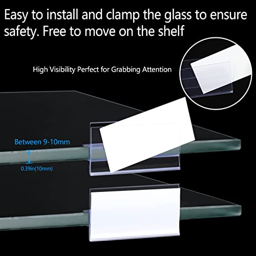 Glass Shelf Label Holders 40 pcs with Inserts fits Fits 3/8" Glass Shelving - size: 10mm ( 40 pcs)