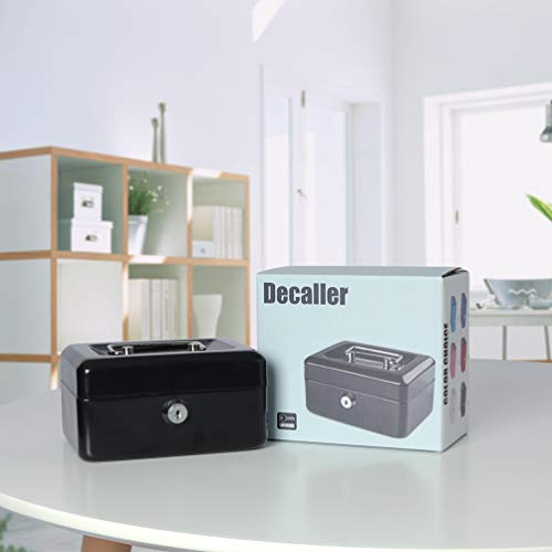 Decaller Small Cash Box with Lock and Slot, Metal Coin Bank Piggy Bank for Adults & Kids, 5.9" x 4.7" x 3.2", Black - color: Black, size: Small (5.9 Inch)