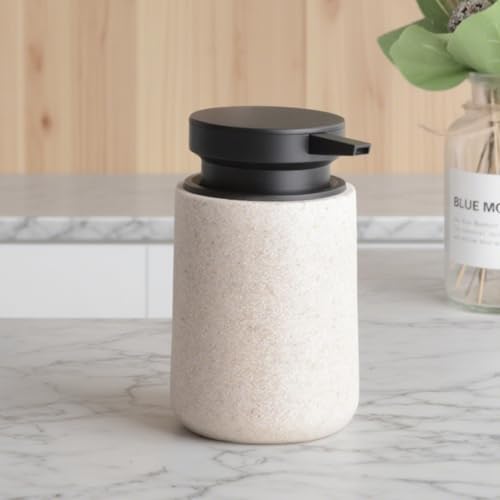Clasin Home Liquid Soap Dispenser with Easy-to-Press Pump, 10 oz Refillable Hand Soap Dispenser with Extended Spout for Bathroom Kitchen Dish Lotion, Modern Stone Texture (Beige) - color: Beige
