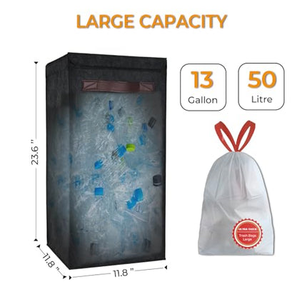 Recycling Bin for Kitchen 13 Gallon, Indoor Recycle Bin with Lid, 50L Recycle Trash Can, Large Recycling Bin for Home with Plastic Glass Metal Labels (Grey, 13 Gallon) - size: 13 Gallon