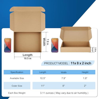 Famagic 30 Pack 11x8x2 Brown Shipping Boxes for Small Business, Book, Gifts - color: Brown, size: 11x8x2" 30pcs