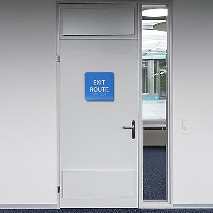 6X6 Exit Route Sign ADA Braille Acrylic Tactile Wall Mount 18 Colors USA - color: Burnt Sienna