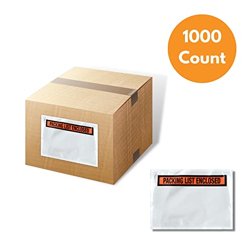 PSBM 1000 PCS, 4.5 x 6 Inch, Panel Face Back Side Load Packing List Envelopes, Orange/Black Printed for Invoices & Slips - size: 4.5 Inch x 6 Inch Orange/Black / Back Side Load