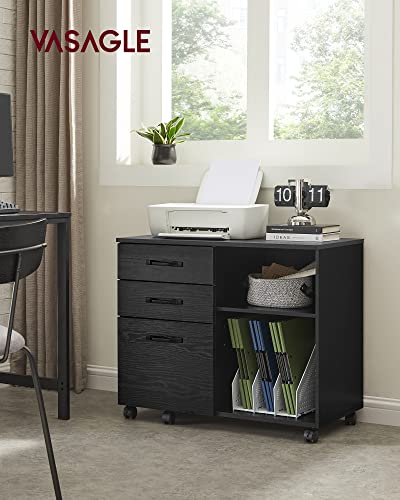 VASAGLE 3-Drawer Lateral File Cabinet, Home Office Printer Stand - color: Ink Black, size: 3 Drawers