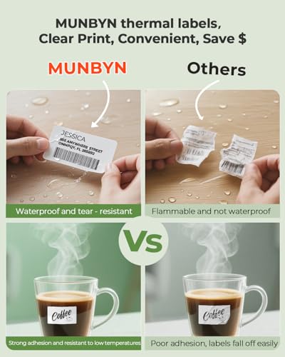 MUNBYN 1.97x1.18(50mm x 30mm) Thermal Labels,220 Sheets/Roll, White - color: White, size: 1.97" x 1.18"