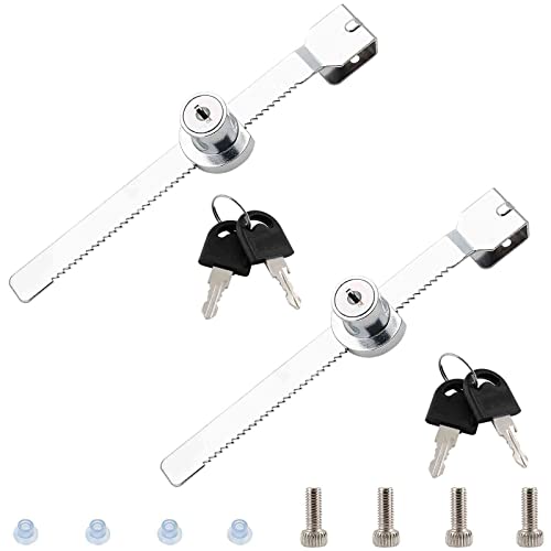 Waziaqoc 2PCS Sliding Glass Door Ratchet Lock, Chrome Finish