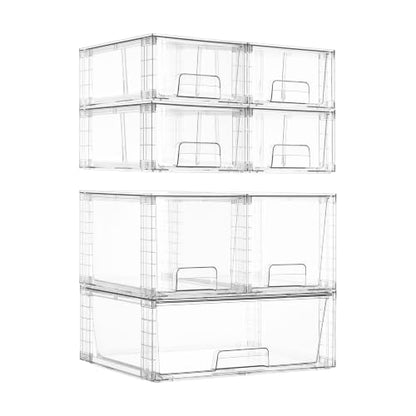 Vtopmart Clear Stackable Storage Drawers, 7 Pack Multi Size Set - style: 1 Wide+2 Medium+4 Small