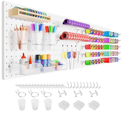 FZK Modular Plastic Peg Board Wall Organizer Kit, 12x12, White - color: 12inch-Pegboard Kit-White