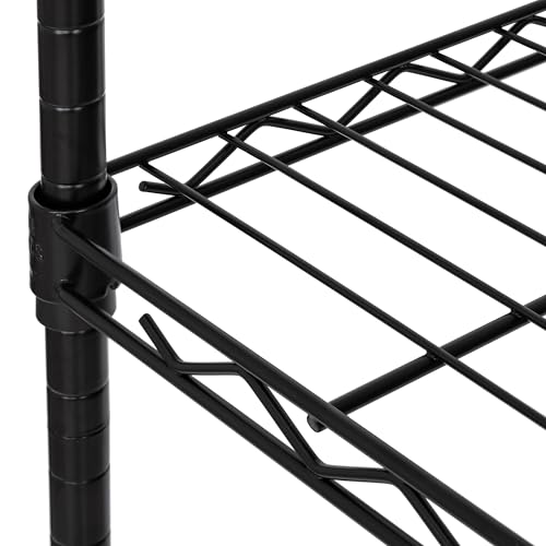 5-Tier Steel Wire Shelving, 30" W x 14" D x 61.5" H, Black - color: Black, size: 5-Tier, 30" W x 14" D x 61.5" H