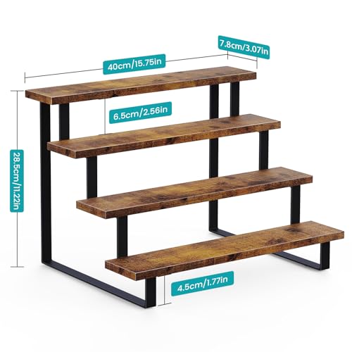 ELITEROO Cupcake Display Stand, 4 Tier Wooden Dessert Stand, Rustic Brown - size: Straight