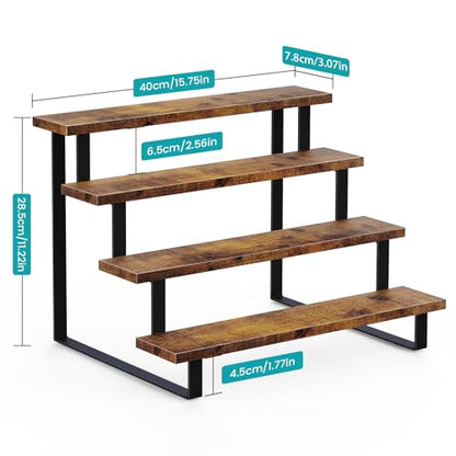 ELITEROO Cupcake Display Stand, 4 Tier Wooden Dessert Stand, Rustic Brown - size: Straight