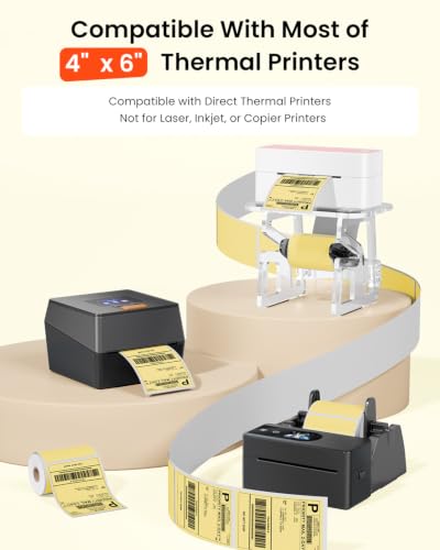 Phomemo 4x6 Yellow Thermal Label, Shipping Labels Pack of 250 4x6 Roll Labels, Compatible with Phomemo, Zebra, Rollo, Jadens and Other Thermal Printers - color: Yellow