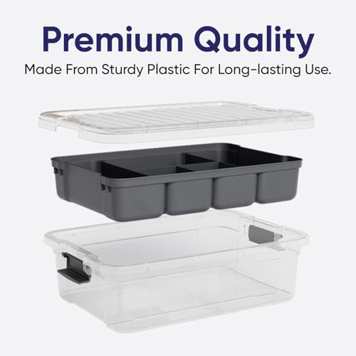 Superio Storage Container Organizing Bin with Removable Tray Plastic Tools, Sewing, Crafts Box, 7.5 Qt. - size: Medium 7.4 Qt. Flat