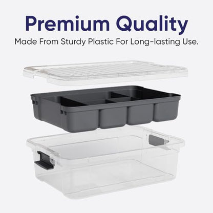 Superio Storage Container Organizing Bin with Removable Tray Plastic Tools, Sewing, Crafts Box, 7.5 Qt. - size: Medium 7.4 Qt. Flat