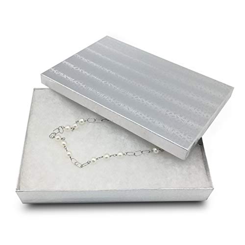 TheDisplayGuys 25 Cardboard Gift Jewelry Boxes w/Paddings #53-5.4x3.9x1 - color: Silver Foil
