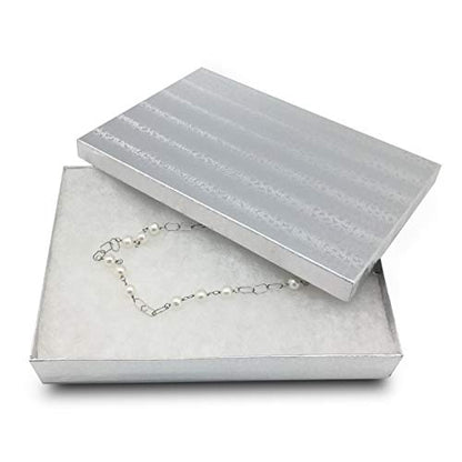TheDisplayGuys 25 Cardboard Gift Jewelry Boxes w/Paddings #53-5.4x3.9x1 - color: Silver Foil