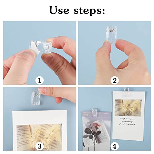 50 Pieces Self Adhesive Clips, Tapestry Sticky Spring Hangers Wall Clips for Hanging Poster Photo Office Decorations, Clear - style: Clear Self-adhesive