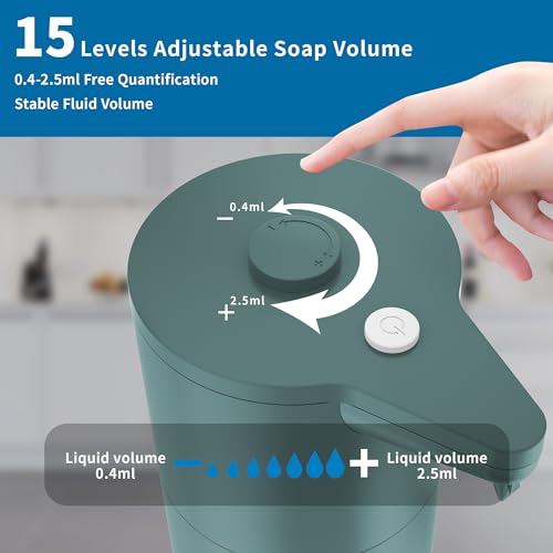 Aunmaon Automatic Soap Dispenser Touchless, Modern, Kitchen & Bathroom, Hands-Free, Adjustable Volume, Long Battery Life, Compatible with Thick & Thin Soap, Easy for Toddlers, Clog-Free, Green - color: Matte Green